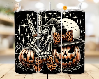 Halloween Leopard Tumbler Wrap: Spooky 20oz Sublimation Design (Digital Download)