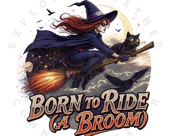 Retro Witch PNG: Funny Spooky Season T-Shirt Design (Digital Download)