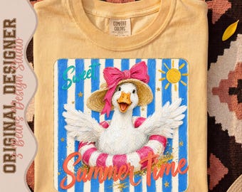 Goose Summer PNG | Coquette Duck Sublimation Design (Digital Download)