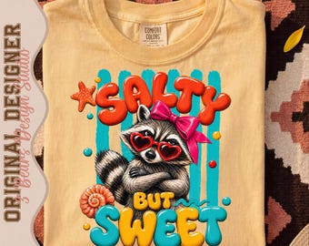 Sassy Raccoon Summer Shirt PNG | Salty But Sweet Design (Digital Download)