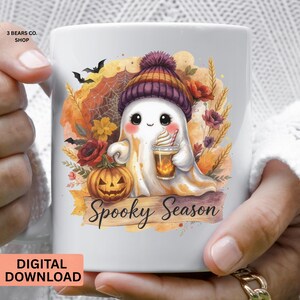 Fall Ghost Png, Cute Ghost Png, Spooky Season Ghost Png, Png Sublimation Files, Pumpkin Spice Lover gift Digital download