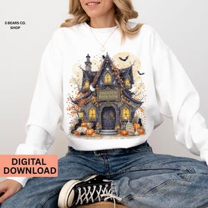 Haunted Fall Bookstore PNG: Spooky Halloween Sublimation Design (Digital Download)