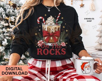 Peppermint Mocha Latte PNG: Christmas Coffee Sublimation Design (Digital Download)