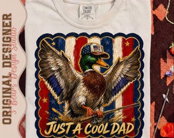 Patriotic Mallard Duck Fishing Dad PNG | Sublimation Design (Digital Download)