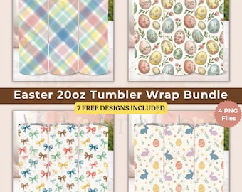 Paquete de envoltorios para vasos de Pascua, diseño floral en tonos pastel, conejito, huevos y lazos coquetos (descarga digital)