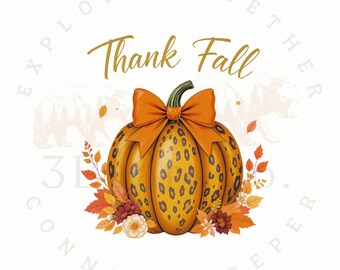 Trendy Fall PNG: Leopard Pumpkin Sublimation Design (Digital Download)