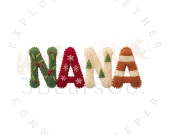 Faux Yarn Christmas PNG, Christmas Nana Sublimation Design (Digital Download)