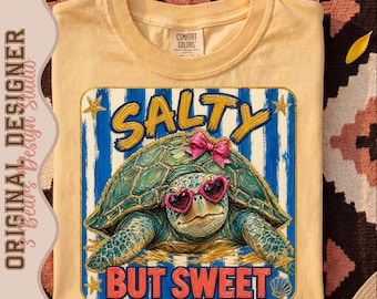 Sea Turtle PNG | Salty But Sweet Coquette Summer Sublimation Design (Digital Download)
