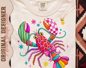 Patchwork Lobster PNG | Impasto Summer Beach Shirt Design (Digital Download)