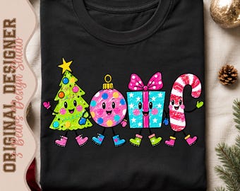Crayon Christmas Characters PNG | Tree, Ornament, Gift, Candy Cane (Digital Download)