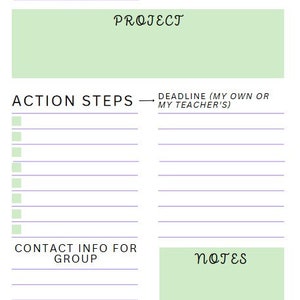 Project Planner for Upper Elementary, Middle, and High School Students