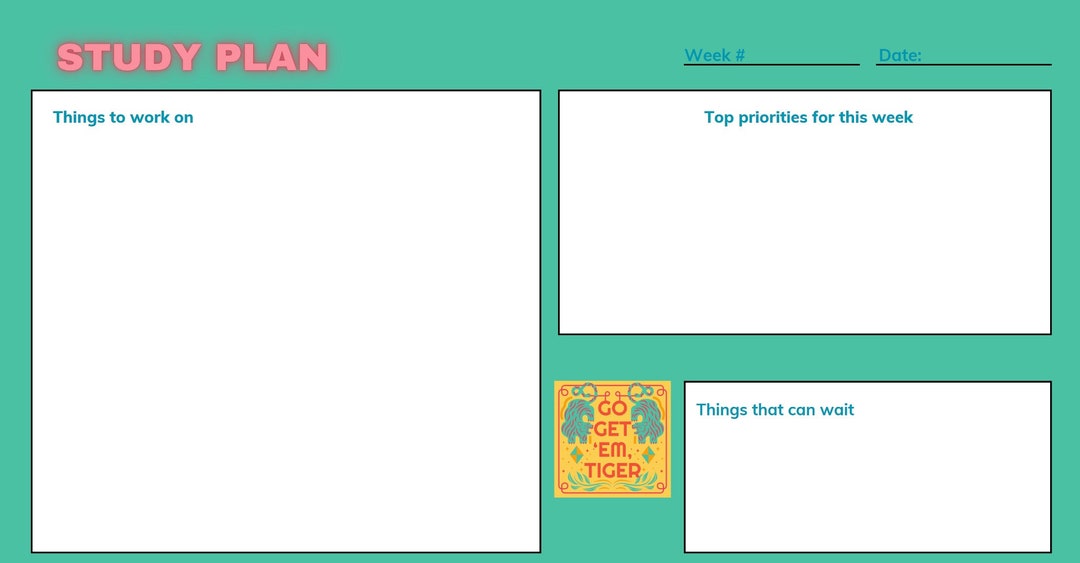 Weekly Study Plan Priorities - Etsy