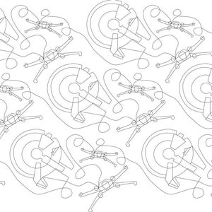 Space Hero Ships Pantograph for Quilting or Embroidery Machines