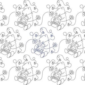 Winnie the Pooh With Honey Pot Longarm and Embroidery Digital Download Pantograph