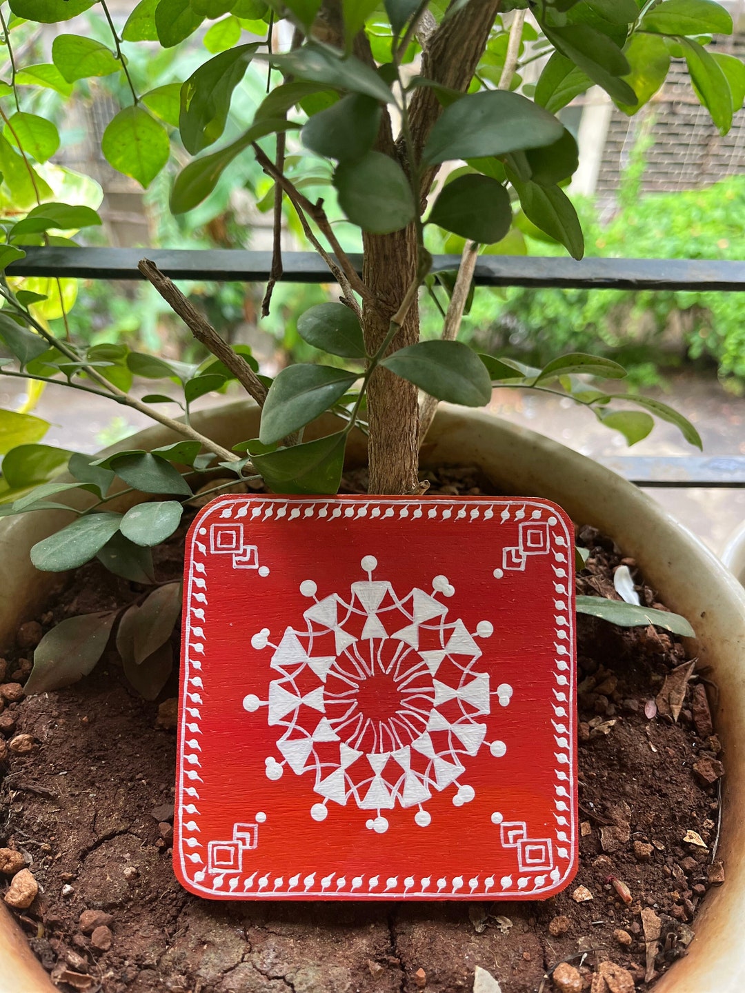 4x4 Handpainted Warli Art Coaster Set of 2 Acrylic Etsy