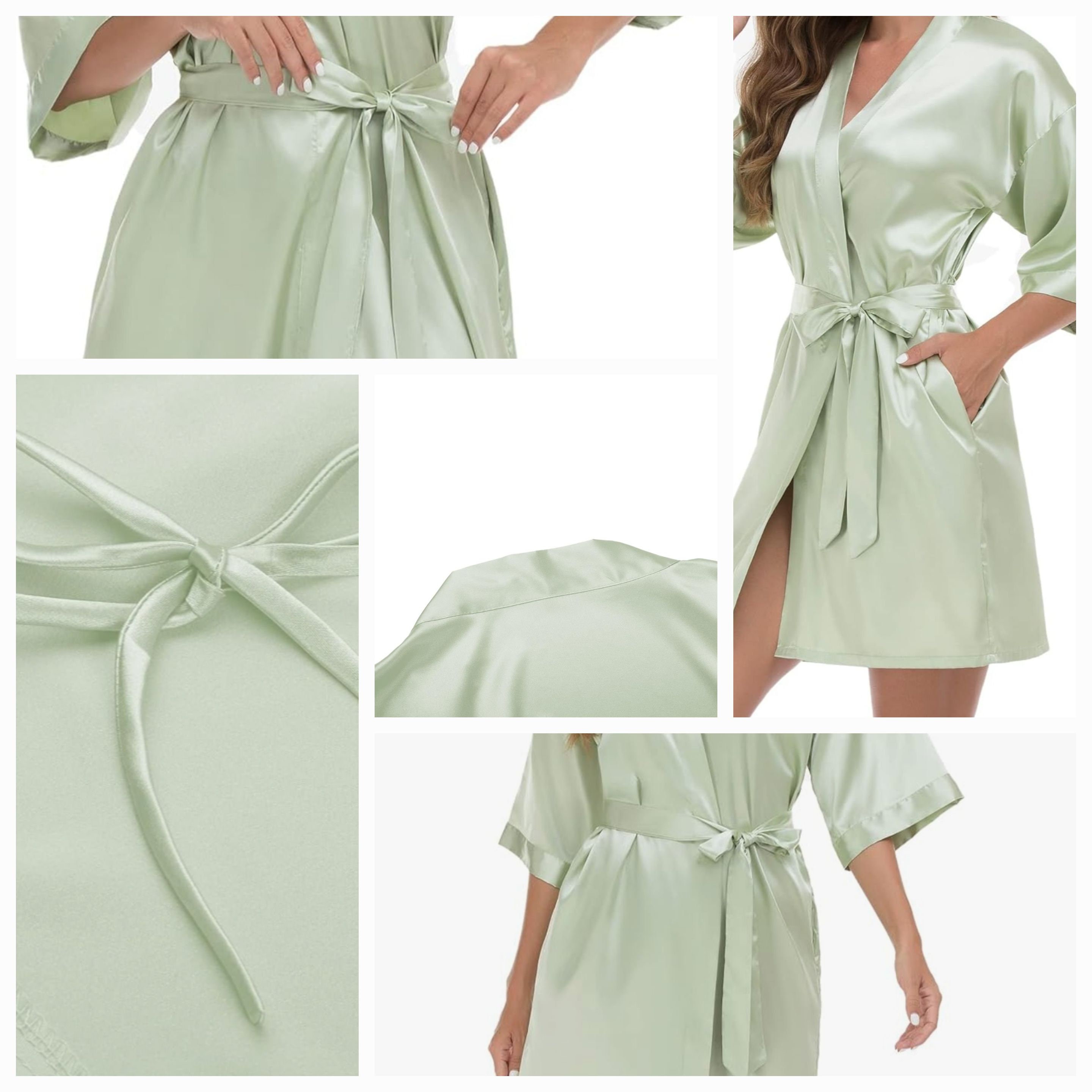 Short Silky Satin Robe With Belt - Etsy
