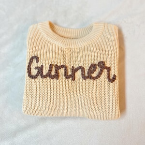 Custom Hand Embroidered Name Crewneck Sweater for Baby or Toddler, Cute Baby Gift, Baby Shower Gift, Embroidery, Knit Sweater, Personalized
