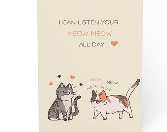 Cute Cat Valentines Day card Cats Cuddling Anniversary card cat love Postcard Galentine's Day Card For Cat Lover Dad Valentines Day Card