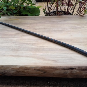 Hand Crafted West Country Hazel Wand - Chared  Striations Stripes Dark Wands