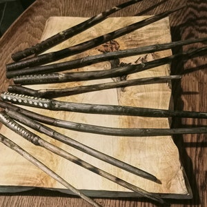 Hand Crafted West Country Hazel and Elder Wands - Potter Bellatrix Style - Chared & Ebonized 10 available