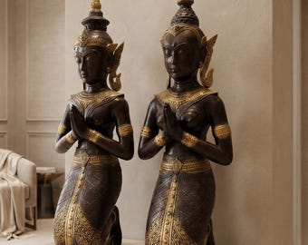 Wächter Teppanom Bronze Statue 55 cm, Thai Buddha Engel Kunst, Ornament, Sommer Deko Ideen
