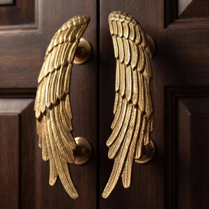 Angel Wings Cabinet Pull 9.8", Brass Gold, Door Handle, Vintage Home Decor