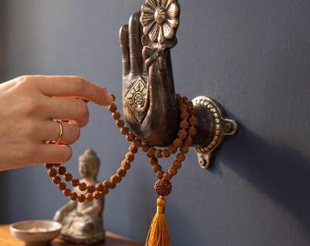 Brass Black Hand Wall Hook, Mudra Decorative Art, 7.9 Inch, Gift For Holiday