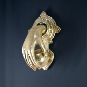 Luxury Hand Door Knocker, Unique Golden Solid Brass Door Decor, Unique Home Decor, Home Decor, Holiday Decor, Halloween Gift