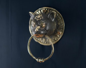 Luxury Cat Door Knocker, Unique Golden Solid Brass Door Decor,  Home Decor, Halloween Gifts, Home Interior, Holiday Gift, Cat Knocker, Cats