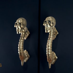 Luxury Skull Door Handle, Skull Shape Pair Door Handle Brass, Vintage Door Knob, Holiday Gift, Home Decor, Door Handle, Halloween Gift