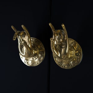 Unique Pair Gold Hand Wall Hook, Summer gift, Holiday Decoration, Bronze Hook, Mudra Hand Pose hook, Wall Hook, engagement presents