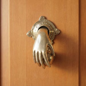 Gold Hand Shaped Brass Door Knocker, Handmade Rustic Ornament (6.2 Inch), Summer Decor Ideas image 12