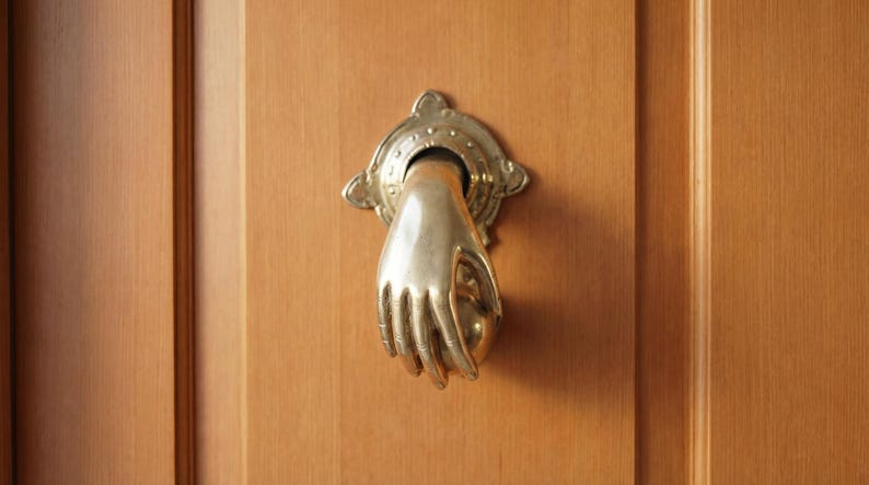 Gold Hand Shaped Brass Door Knocker, Handmade Rustic Ornament (6.2 Inch), Summer Decor Ideas image 12
