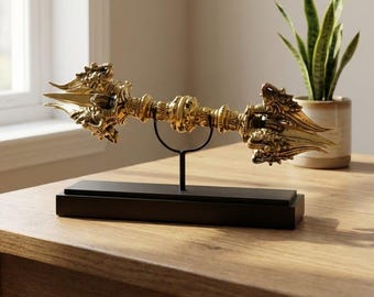 Large Brass Vajra Dorje, Hindu Buddhist Thunderbolt Statue, 16 Inch, Gift For Father