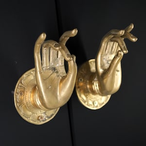 Pair Door Handle Apana Mudra, Buddha Hand Pose, Halloween Gift, Vintage Door Knob, Gift For Dad, Decor, Luxury Door Handle, Halloween Decor