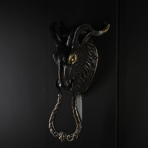 Solid Brass Black Door Knocker Lamb, Sheep Goat Design, Door Decor, Halloween Gift, Lamb Sculpture, Home Decor, Halloween Day, Goat Knocker