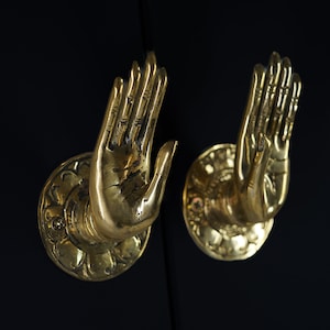 Unique Pair Gold Hand Clothes Hook, Halloween Gift, Mudra Hand Pose hook, engagement presents, Holiday Decoration, Wall Bronze Hook