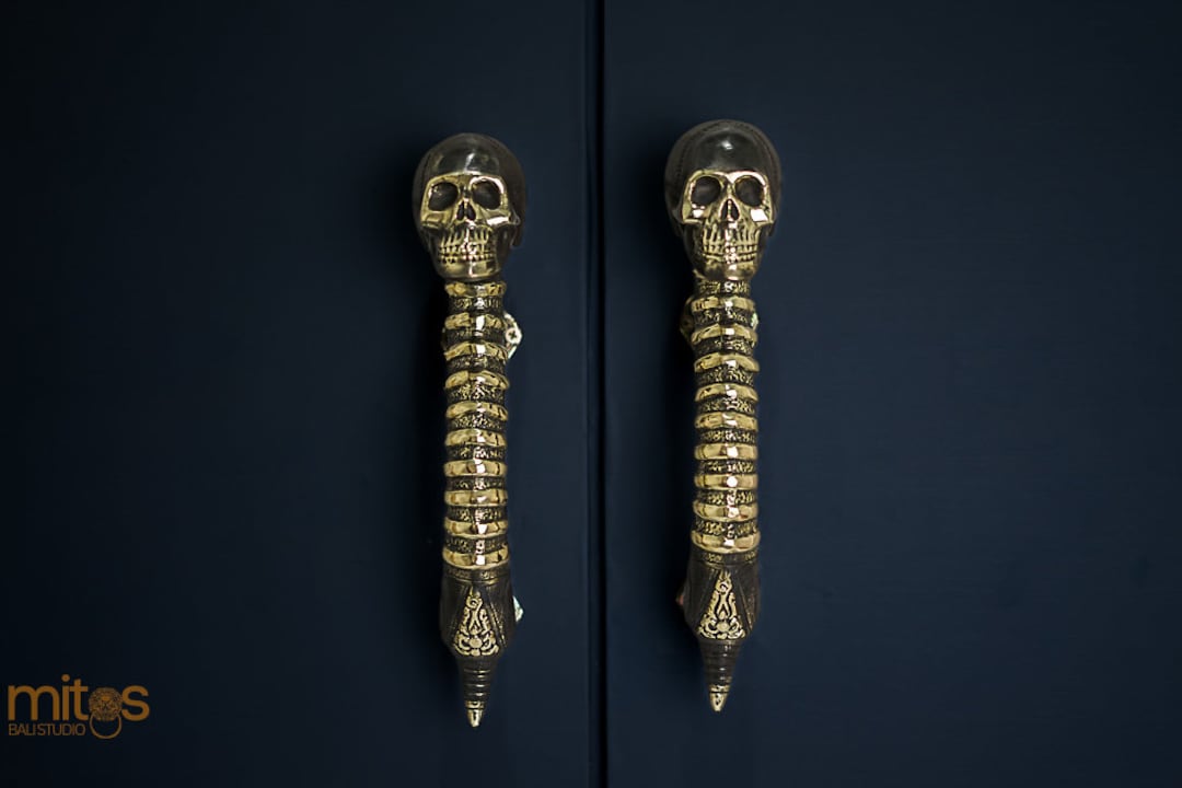 Luxury Skull Door Handle, Skull Shape Pair Door Handle Brass, Vintage ...