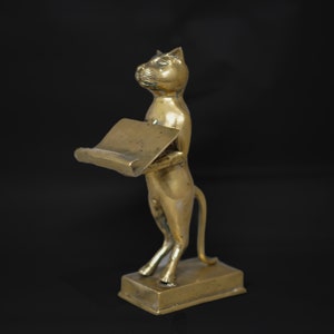 Einzigartige Katze Visitenkartenhalter, Sommer Geschenk, Visitenkartenhalter aus massivem Messing für Schreibtisch, Bürodekoration, Shop Dekor, Glückliche Katze, Dekor