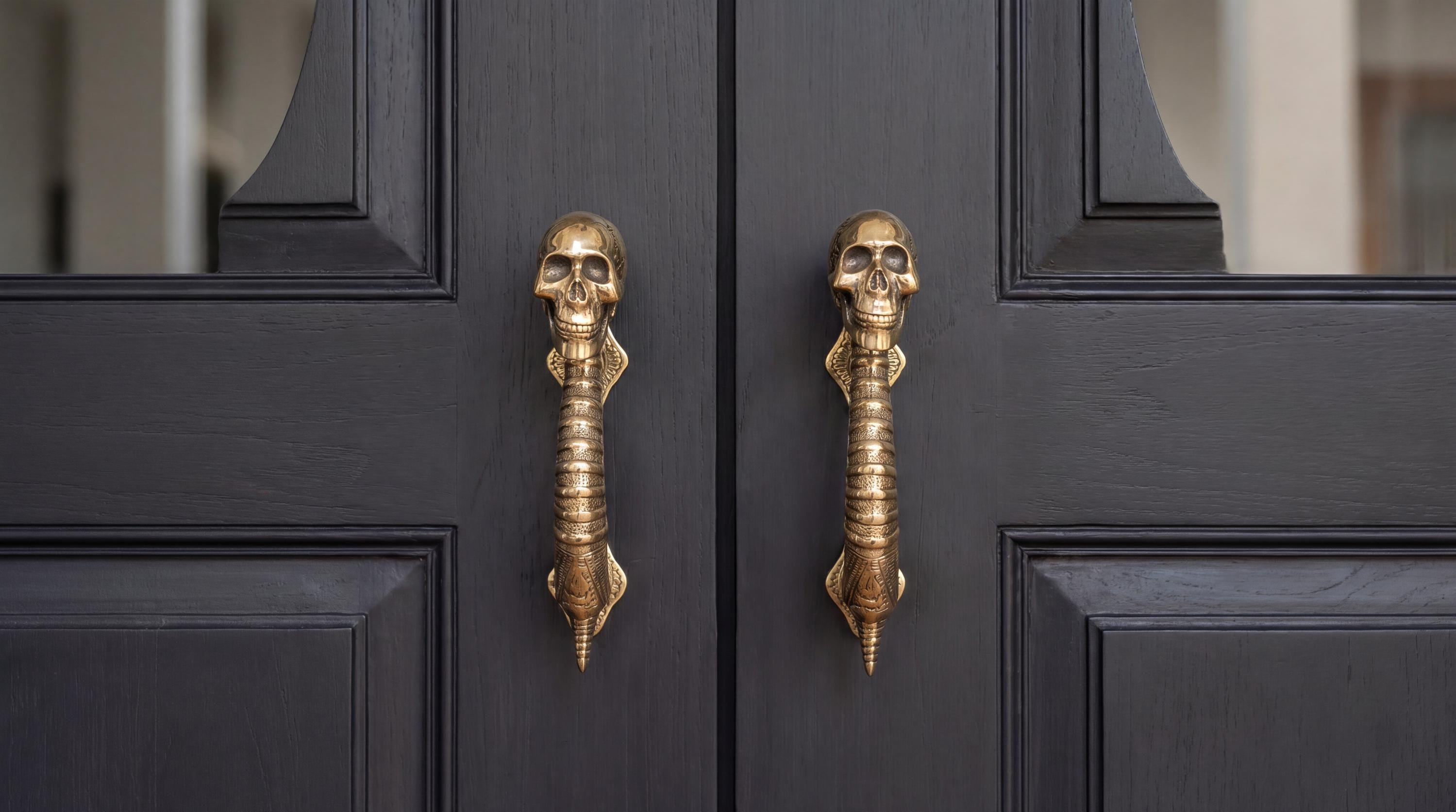 Gothic Skull Door Handle, Gold Brass Rustic Home Decor, 8.7 Inch, Gift ...