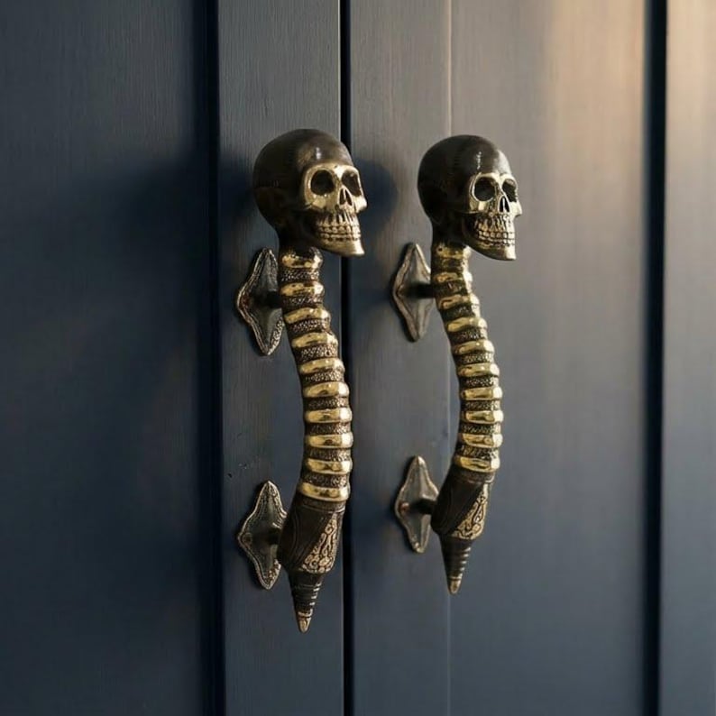 Solid Brass Pair Skull Door Handle 11 Inch, Summer Interior Style ...