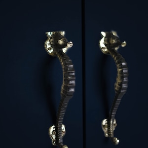 Luxury Vintage Seahorse Door Handle, Door Handle Solid Brass, Vintage Door Knob, Home Decor, Luxury Door Handle, Halloween Gift, Home Decor