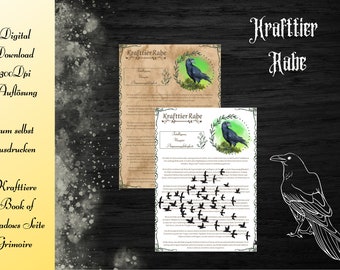 Raven Power Animal / BoS Pages / Magic / Book of Shadows / Digital Download / Spirit Animal / Totem Animal / Pagan
