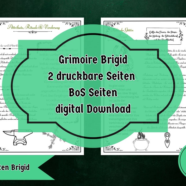 BoS Pages Brigid / Magic / Book of Shadows / Digital Download / Celtic Goddess / Wiccan / Pagan