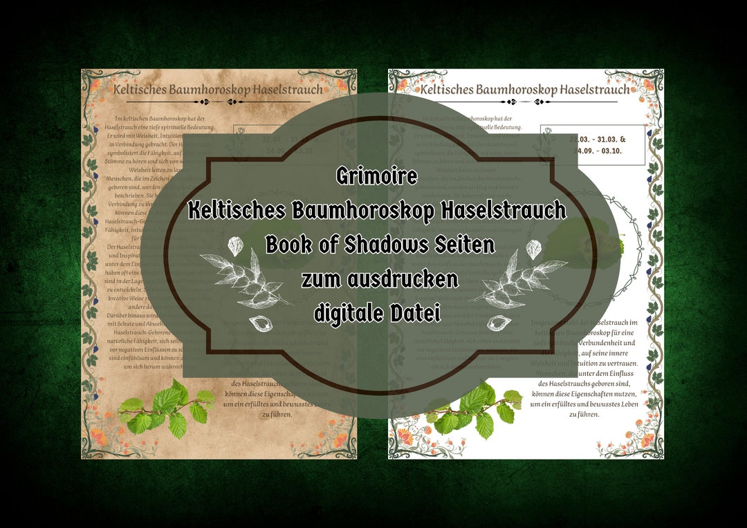 Celtic Tree Horoscope Hazel / Grimoire / Bos Pages / Magic / Etsy