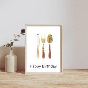 digitales Geldgeschenk zum Geburtstag | Last Minute Geschenk zum Sofort Download | für Geld oder Gutscheine | Essen | Besteck
