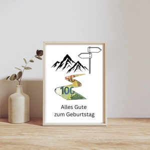 digitales Geldgeschenk zum Geburtstag | Last Minute Geschenk zum Sofort Download | Wandern  | Reisen