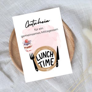 digitale voucher voor een gezamenlijke lunch | Last-minute cadeau voor onmiddellijke download | Voucher sjabloon