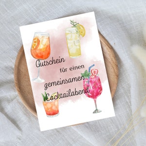 cyfrowy voucher na wieczór koktajlowy | Prezent last minute do natychmiastowego pobrania | Szablon kuponu