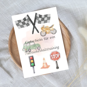digitale voucher voor rijveiligheidstraining | Last-minute cadeau voor onmiddellijke download | Voucher sjabloon
